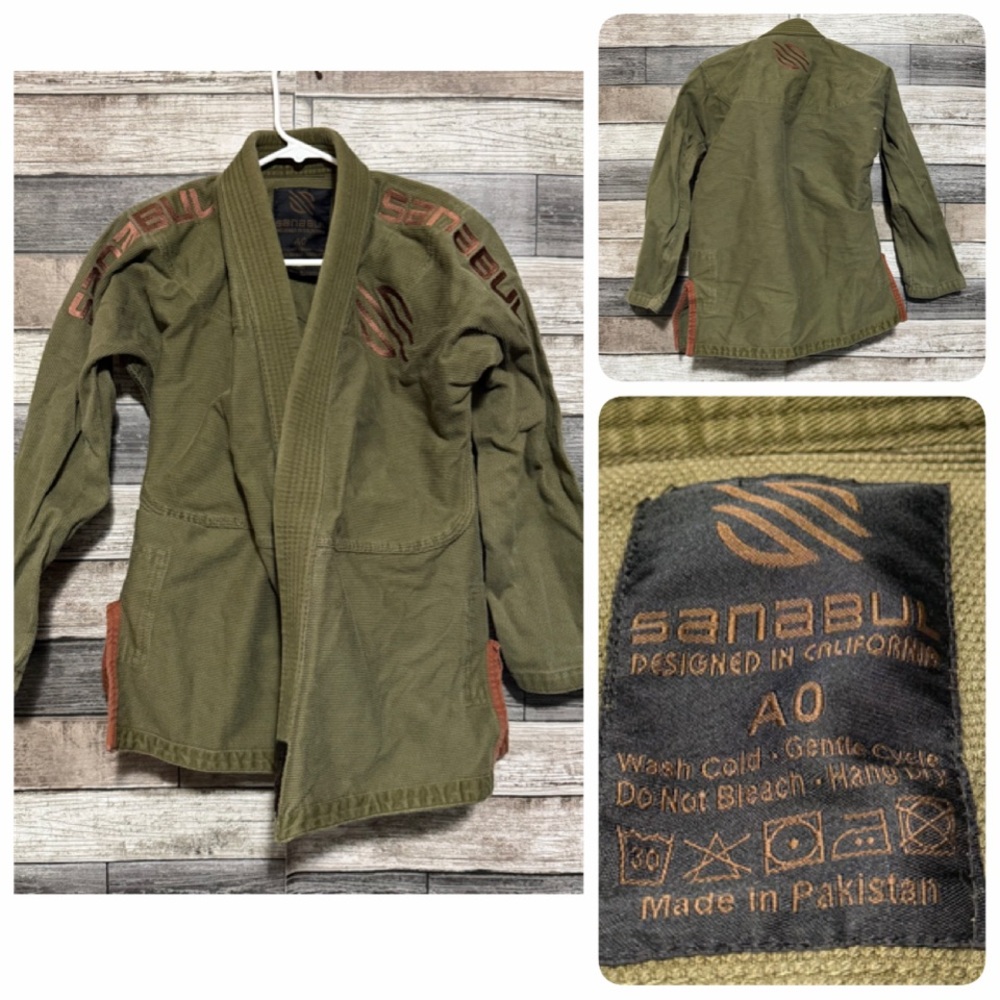 Sanabul BJJ Gi Jacket Top Only A0 Green Brown Brazilian Jiu Jitsu MMA Uniform